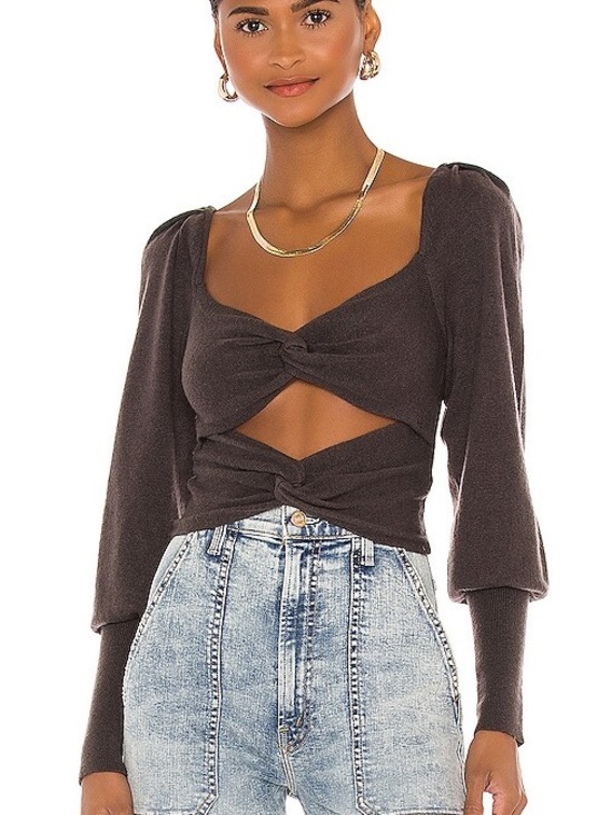 LPA Tops - LPA Chocolate Twist Cutout Long Sleeve Top